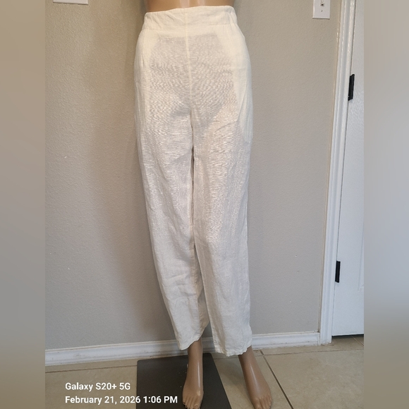 White Linen Pants - Picture 2 of 16